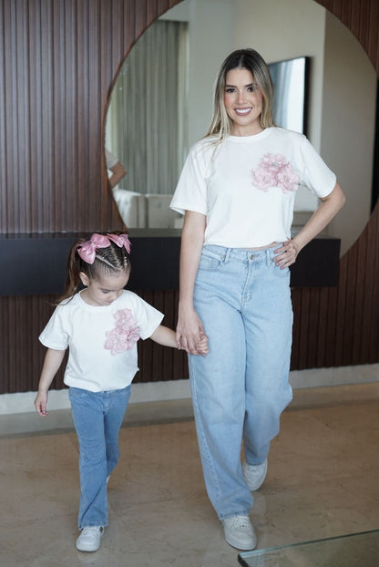 Mini Mima blanca con rosa